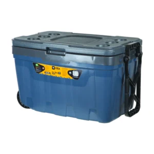 CAIXA TÉRMICA ICE COOLER 54L COM RODAS CINZA E AZUL NAUTIKA