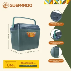 CAIXA TÉRMICA SIBERIAN COOLER VERDE 25L GUEPARDO