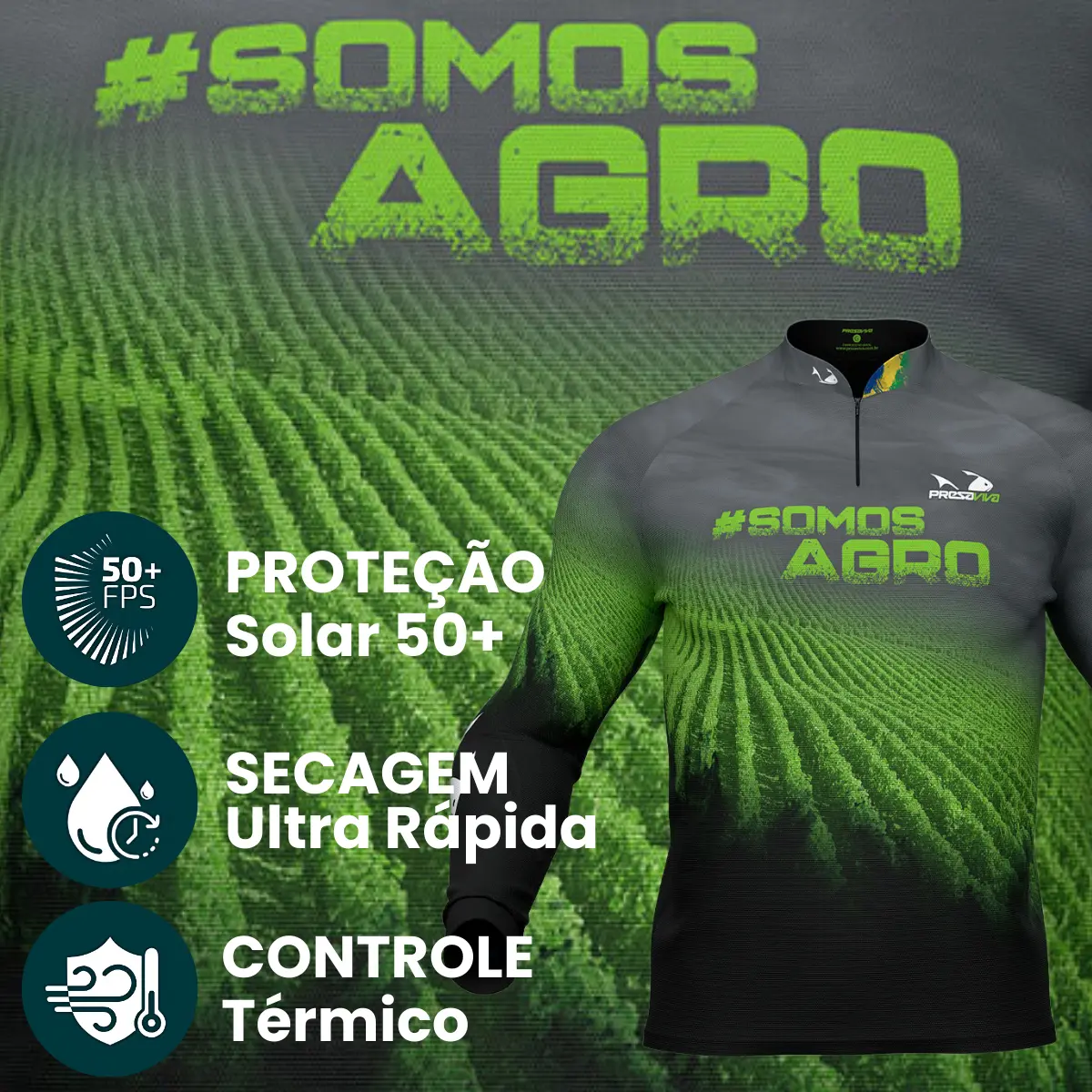 CAMISA VERDE SOMOS AGRO MASCULINA 07 PRESA VIVA - Imagem 4